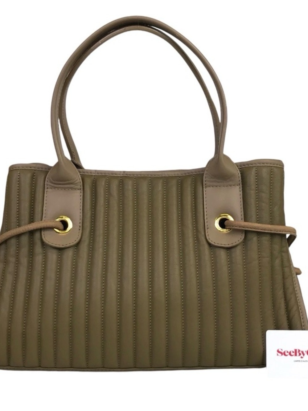 See By Chloe Olive Quilted Shoulder Tote with Gold Eyelets